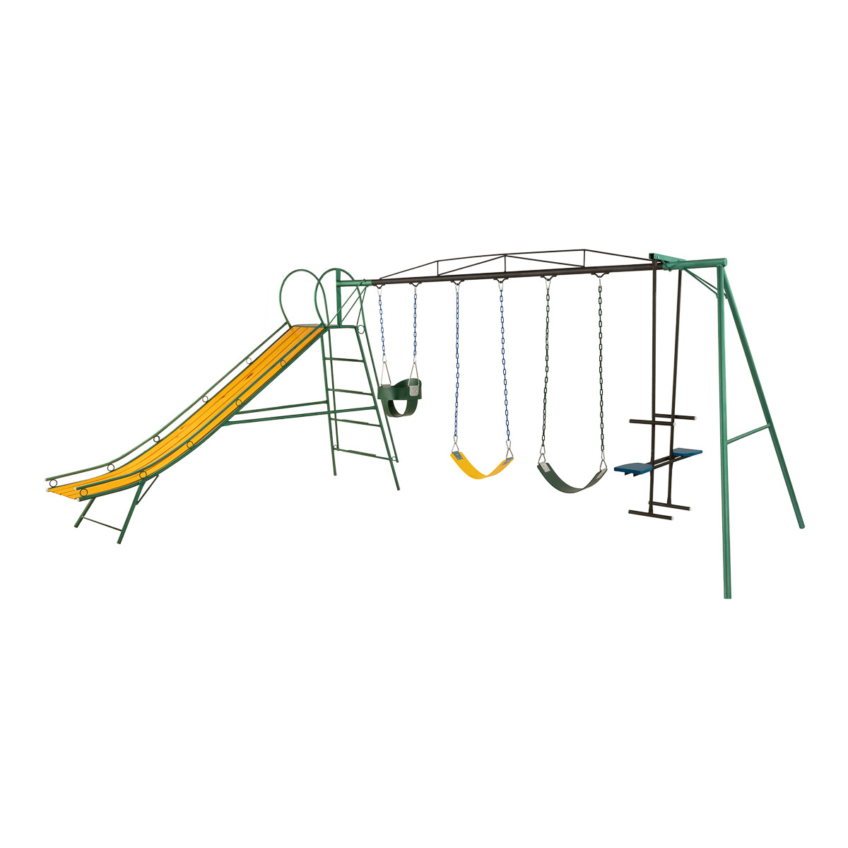 Juego Combinado Infantil con tobogán N°4. Caballito, 2 hamacas de cincha y 1 hamaca de bebé 