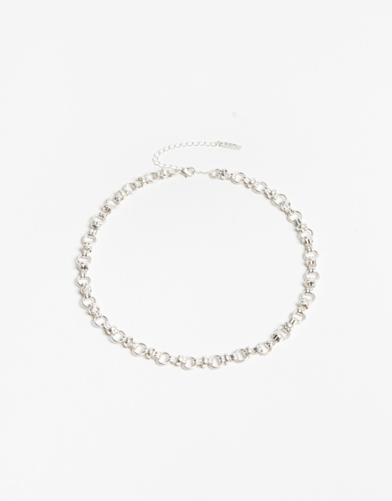 Collares Cortos Metal Collar Corto Cadena Metal - Plateado Plata Cepillada Mate