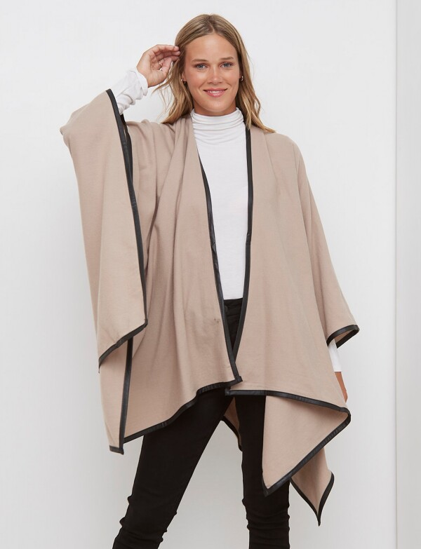 Ruana Soft Det Ribet BEIGE