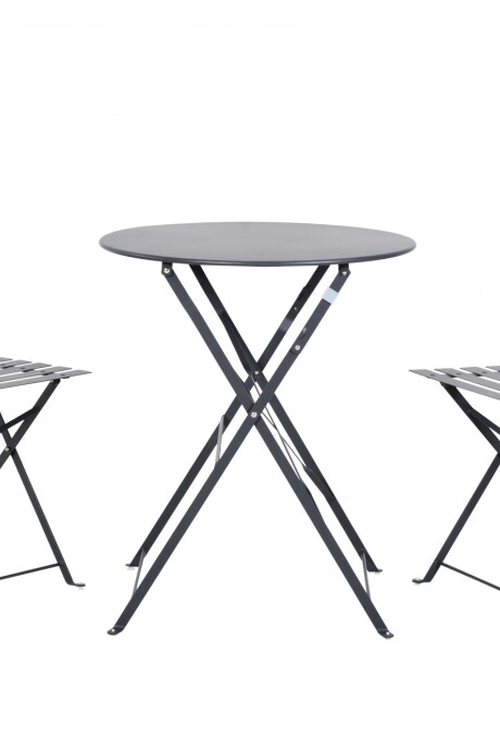 Set De Jardín Mesa Plegable + 2 Sillas Gris Oscuro