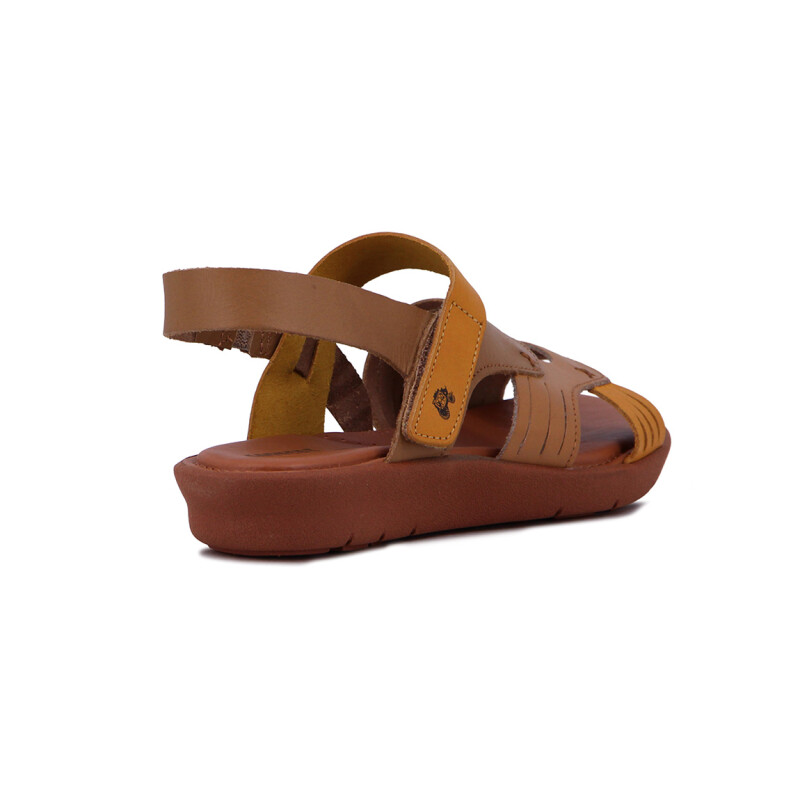 Sandalia Country Mujer Dos Tiras Con Pulsera Nuez-ambar