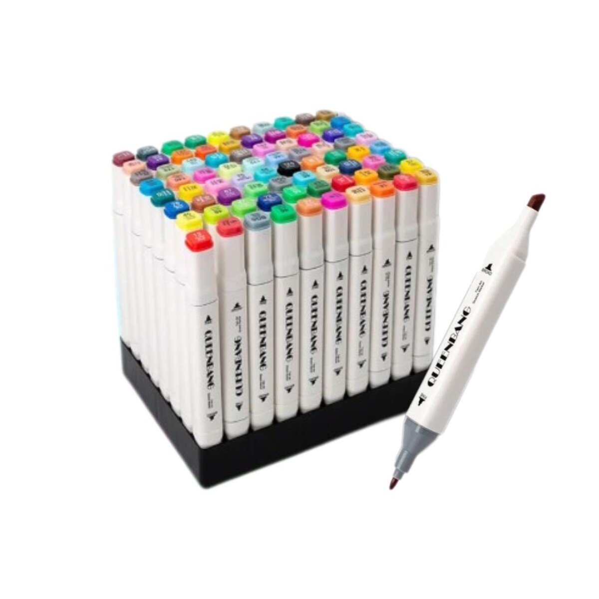 Set 80 Marcadores Varios Colores Doble Punta + Bolsito Mano 
