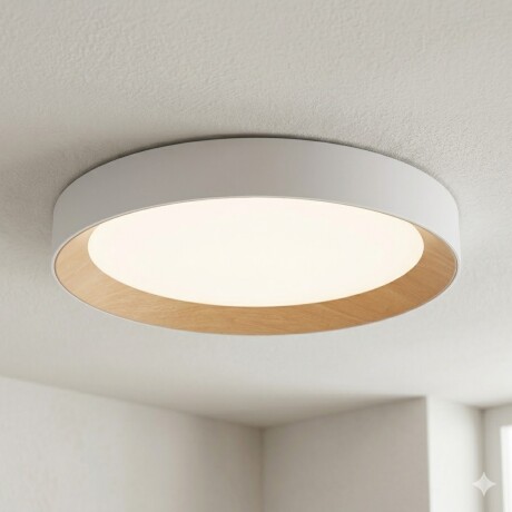 Luminaria led Diseño circular con Símil madera 40W Dimerizable, 45cm BLANCO