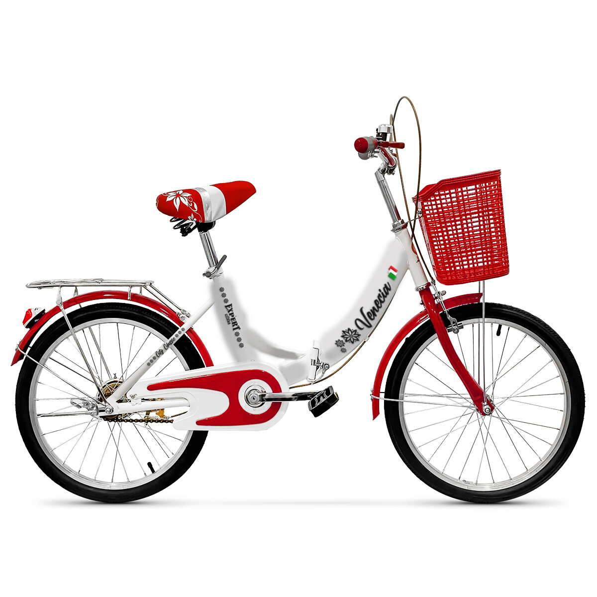 Bicicleta Plegable Paseo Rod 20 Dama Niña Accesorios - Rojo 