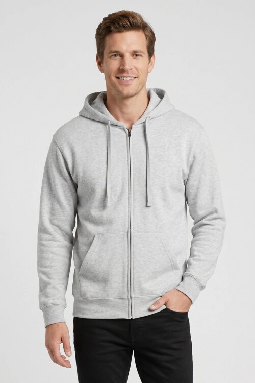Campera deportiva clásica con capucha Gris melange claro