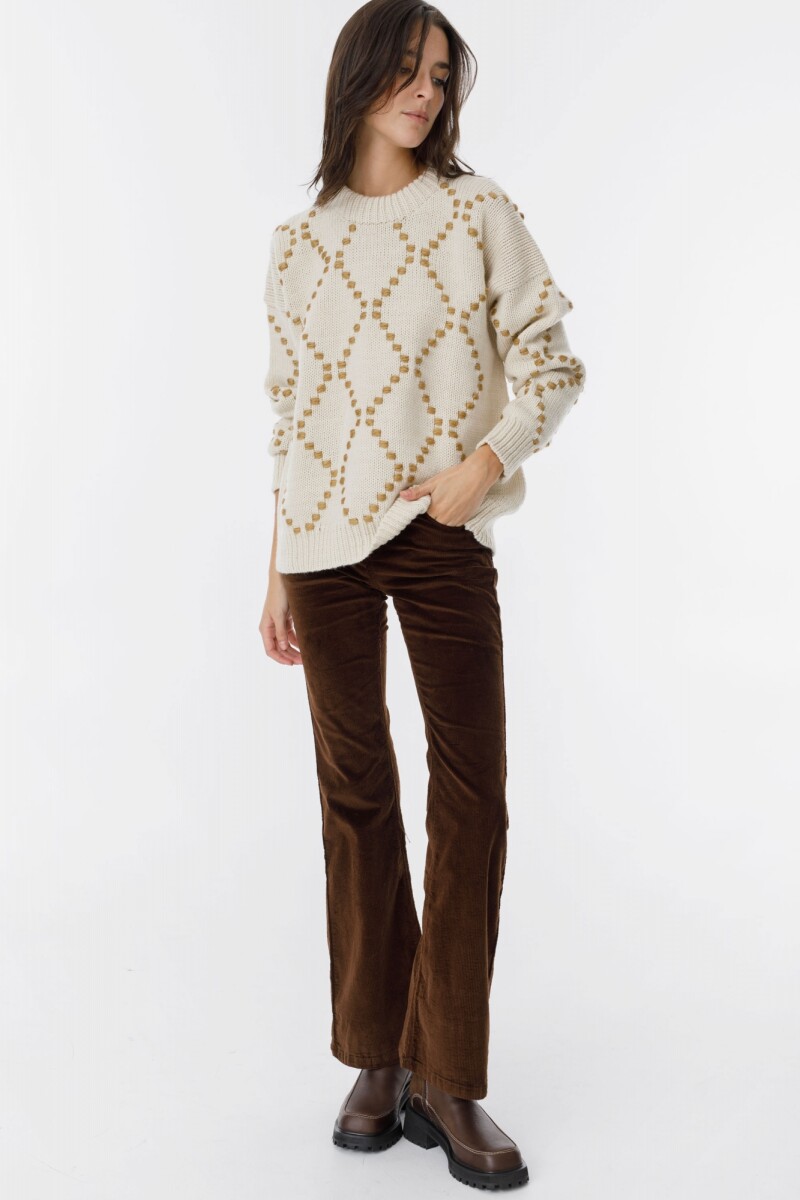 Sweater Rainbow Bordado beige
