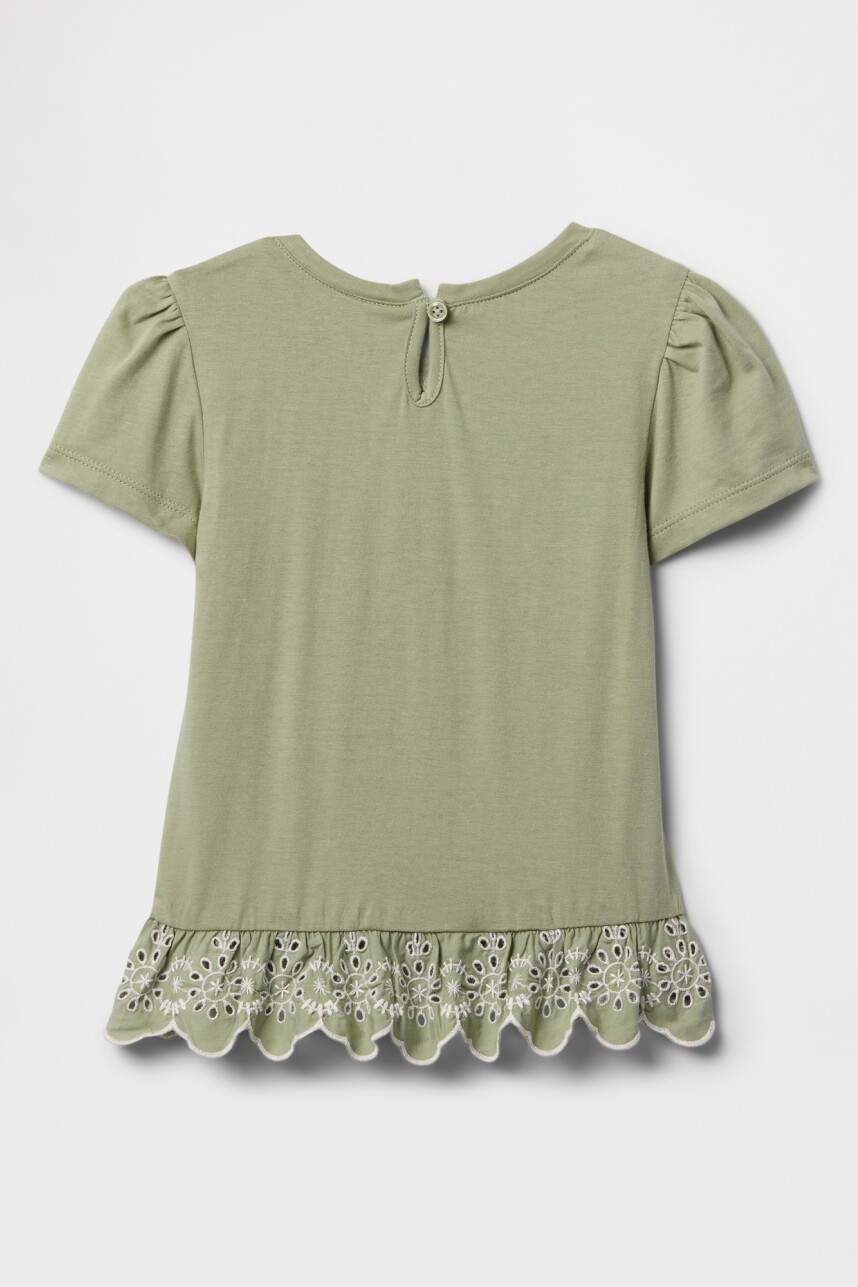 Remera Tunic Con Broderie Toddler Niña Desert Sage