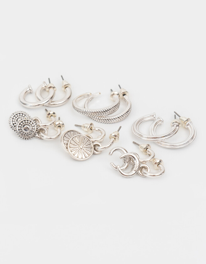 Aros Argollas Set Bañada en Plata Set De Aros Bañados En Plata - Plateado