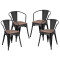 Set x4 Butaca Tolix de metal asiento de madera con apoya brazos NEGRO MATE