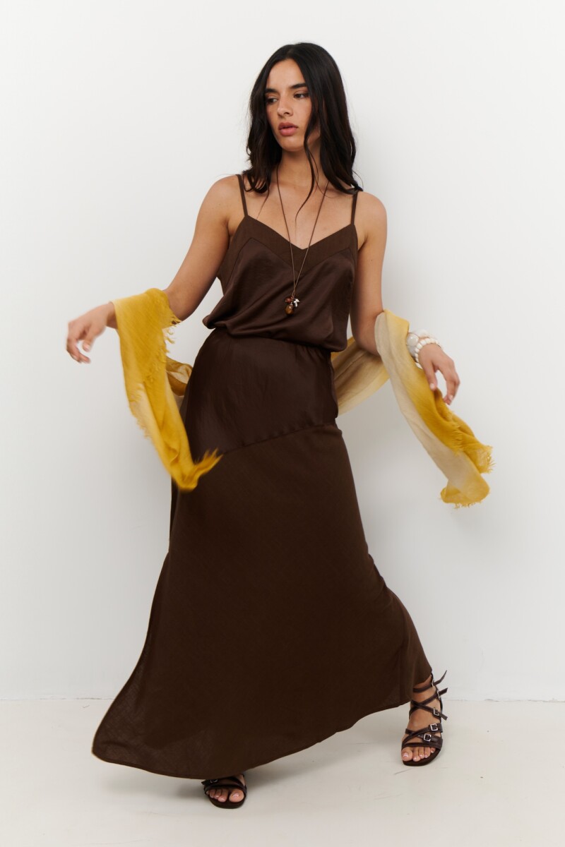 MUSCULOSA LINO SATEN MARRON