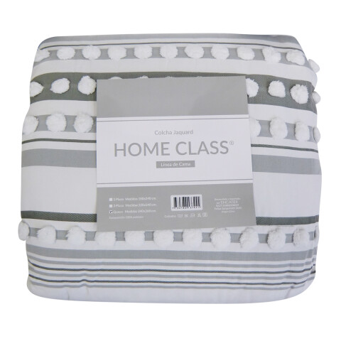 Colcha Nordico con Pompón Richmond 2 Plazas 220 x 240 cm RAYAS GRIS
