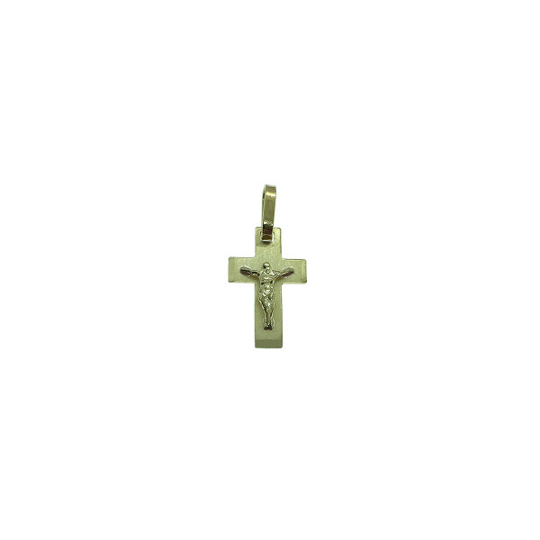 Cruz chata de oro amarillo 18k con Cristo Cruz chata de oro amarillo 18k con Cristo