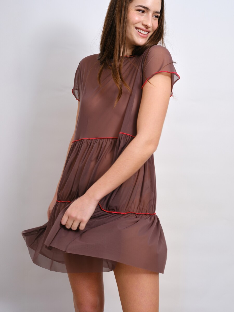 Vestido Feli Tul - Marron 