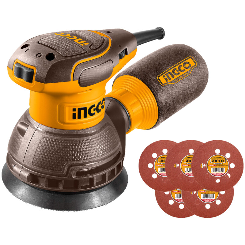 Lijadora Roto Orbital Ingco RS3216 con Velocidad Variable + Pack de 5 Lijas Lijadora Roto Orbital Ingco RS3216 con Velocidad Variable + Pack de 5 Lijas