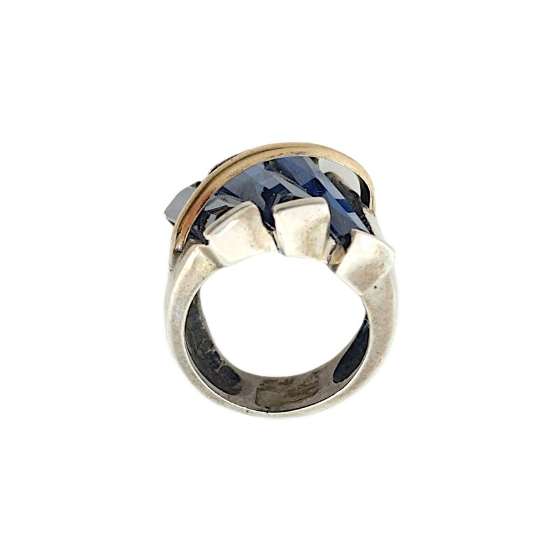 Anillo Elegante-Plata y Oro-Piedra Zafiro-AN5493 conpiedra