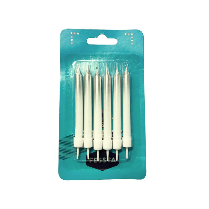 Vela Degrade x6 Plateado