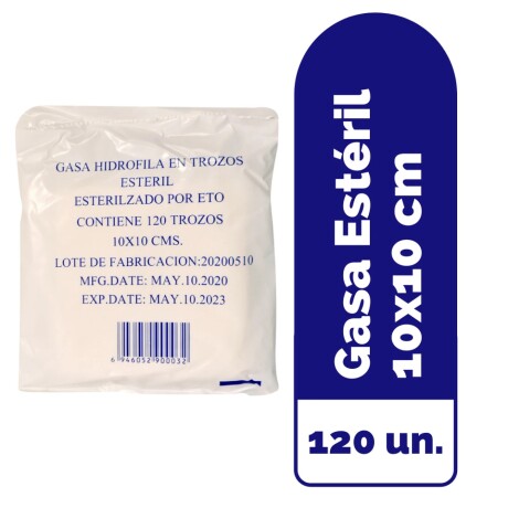 Pack X120 Unidades Gasas Estériles 10X10CM en Trozos 001