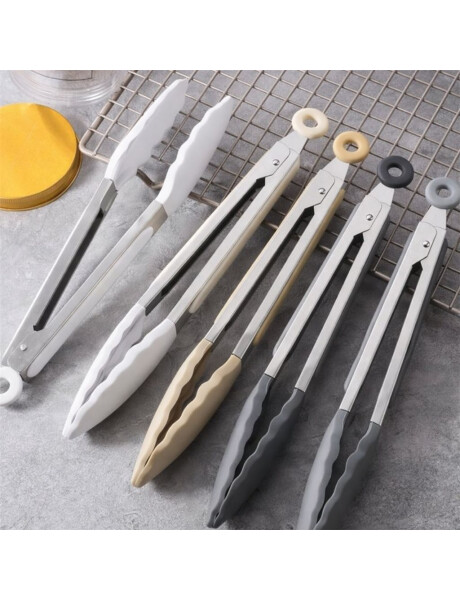 PINZA SILICONA 30CM MANGO ACERO INOX GRIS PINZA SILICONA 30CM MANGO ACERO INOX GRIS