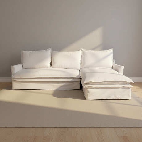SOFA C/CHAISE 4 CUERPOS TELA BLANCO ALASKA