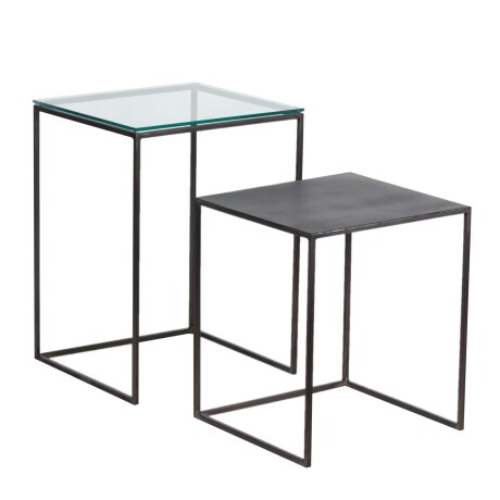 MASA AUXILIAR DE LIVING METAL-VIDRIO-Y-MADERA GRIS SILVER PLATA