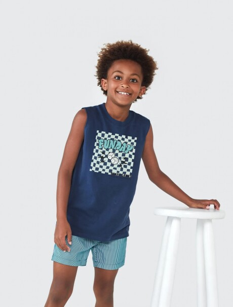 MUSCULOSA INFANTIL CON ESTAMPA AZUL