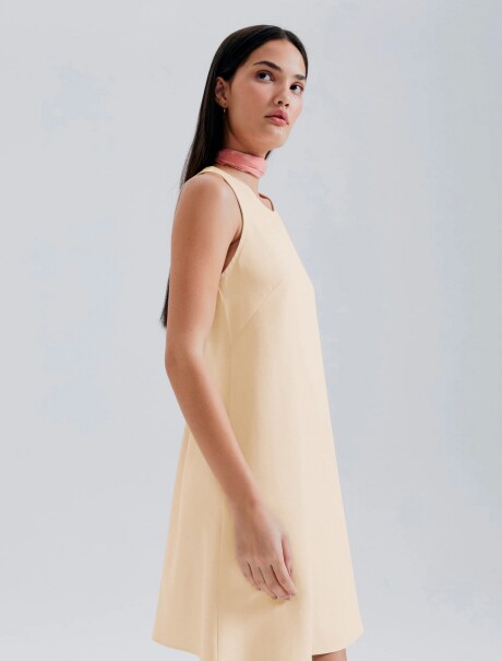 VESTIDO CORTO SIN MANGAS BEIGE