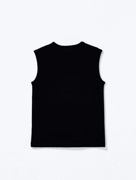 CAMISETA SIN MANGAS DE TEJIDO DE PUNTO CON ESTAMPADO NEGRO