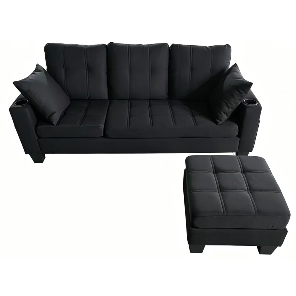 SOFÁ SILLÓN CON CHAISE negro