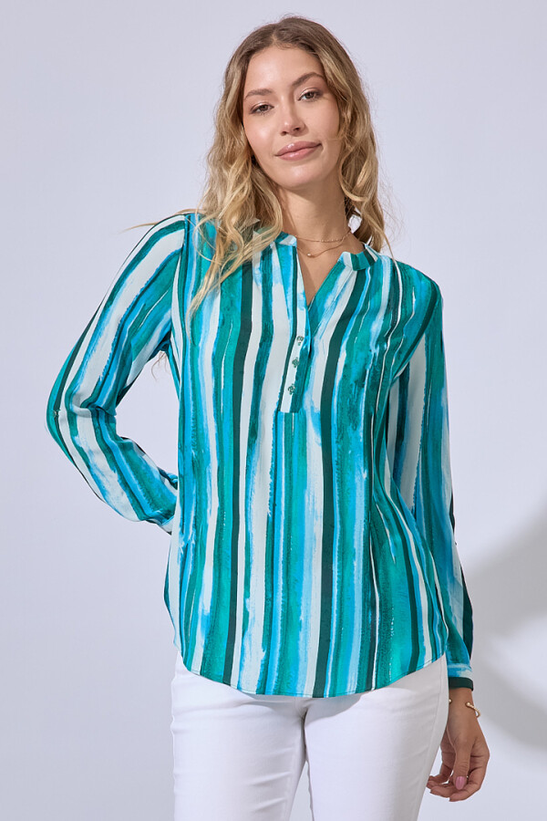 Blusa Botones Printed VERDE/MULTI