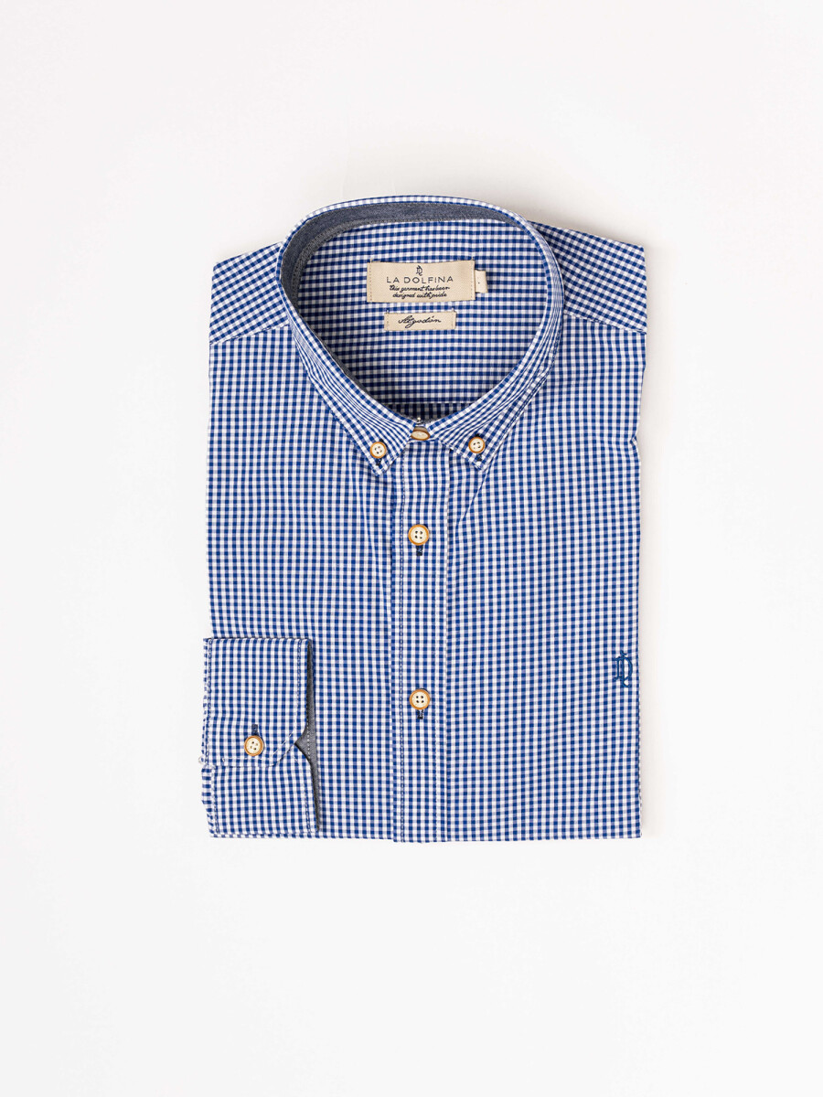 Camisa m/l cuadro-rayas - azul 