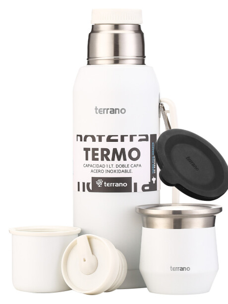 Kit Competo - Termo Acero 1LT + Mate Flap Blanco