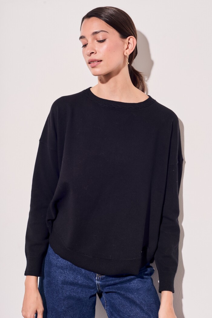 Sweater Algodón Elastano Negro