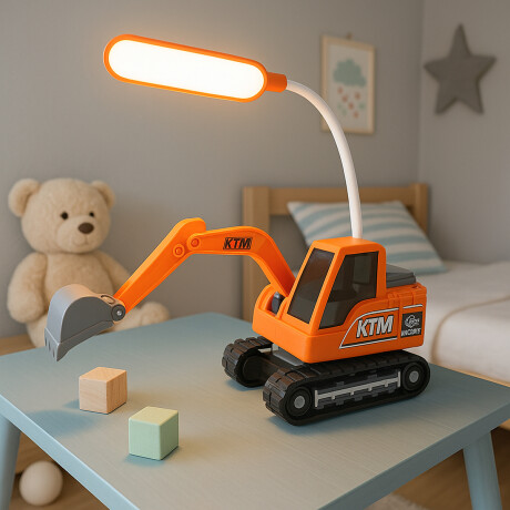 Mini Excavadora LED Recargable con Luz – USB Naranja