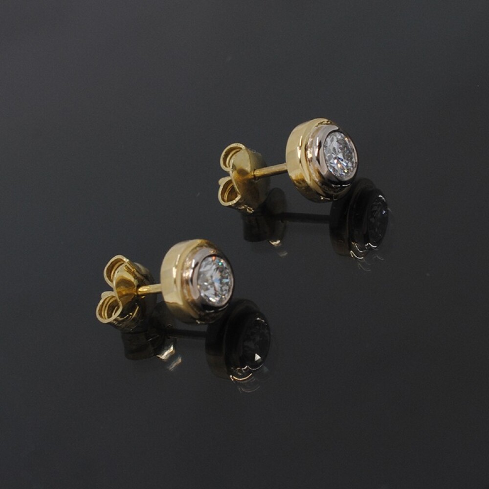 Caravanas En Oro 18K De 2 Tonos Y Brillantes Caravanas En Oro 18K De 2 Tonos Y Brillantes