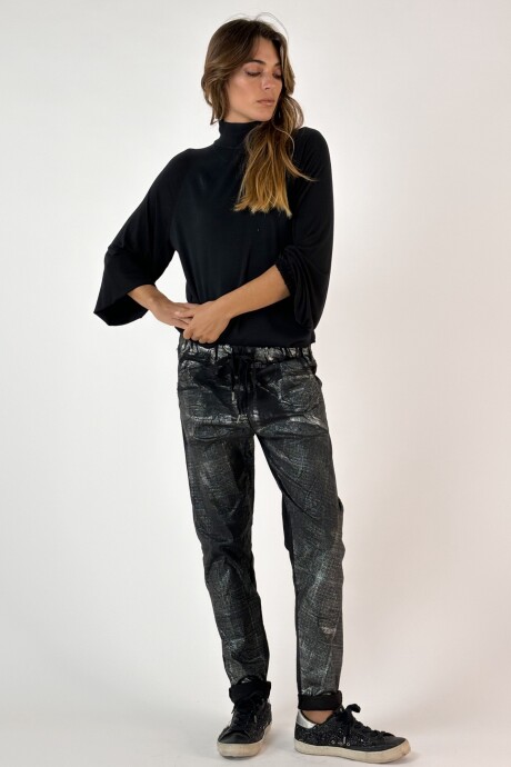 PANTALÓN FATMA Plateado - Negro