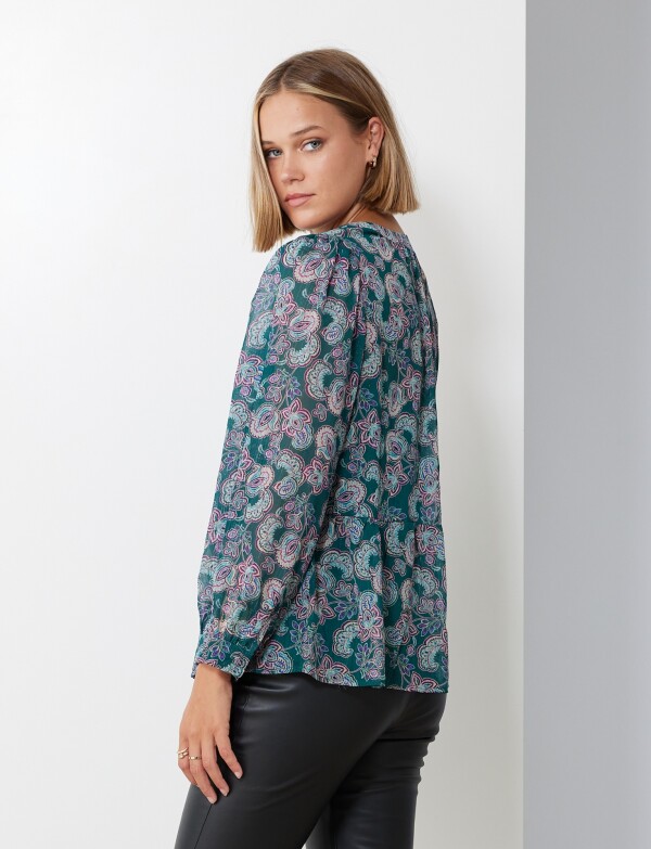 Blusa Gasa Lurex VERDE/MULTI