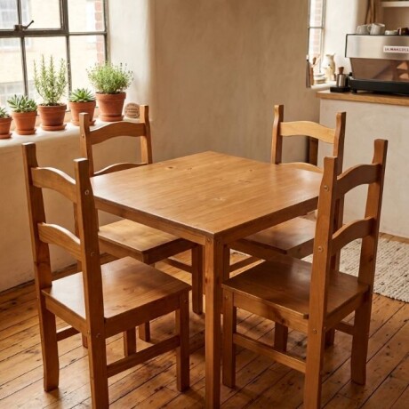 Juego De Comedor 4 Sillas Corona Caramelo CH9189C Juego De Comedor 4 Sillas Corona Caramelo CH9189C