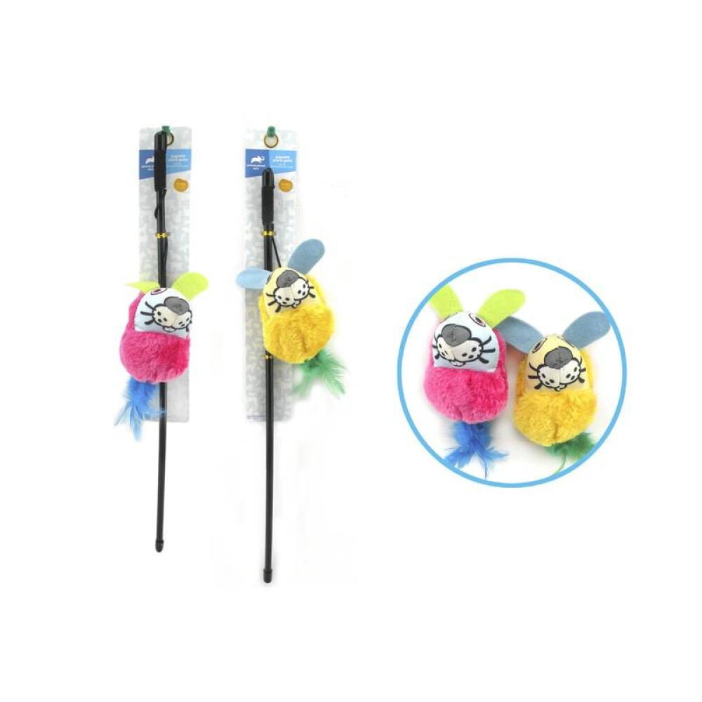 VARITA COLORIDA CON PELUCHE DE PLUMAS PARA GATO VARITA COLORIDA CON PELUCHE DE PLUMAS PARA GATO