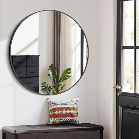 Espejo circular redondo de pared Negro
