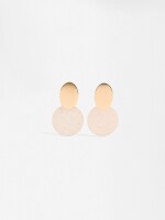 Pendientes De Círculo Esmaltado beige