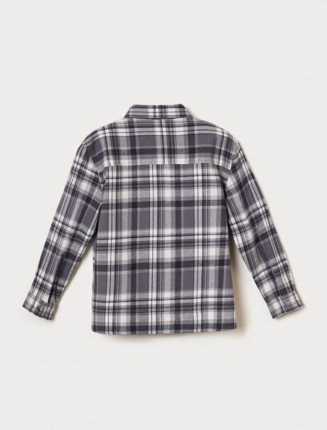 CAMISA DE FRANELA A CUADROS INFANTIL GRIS