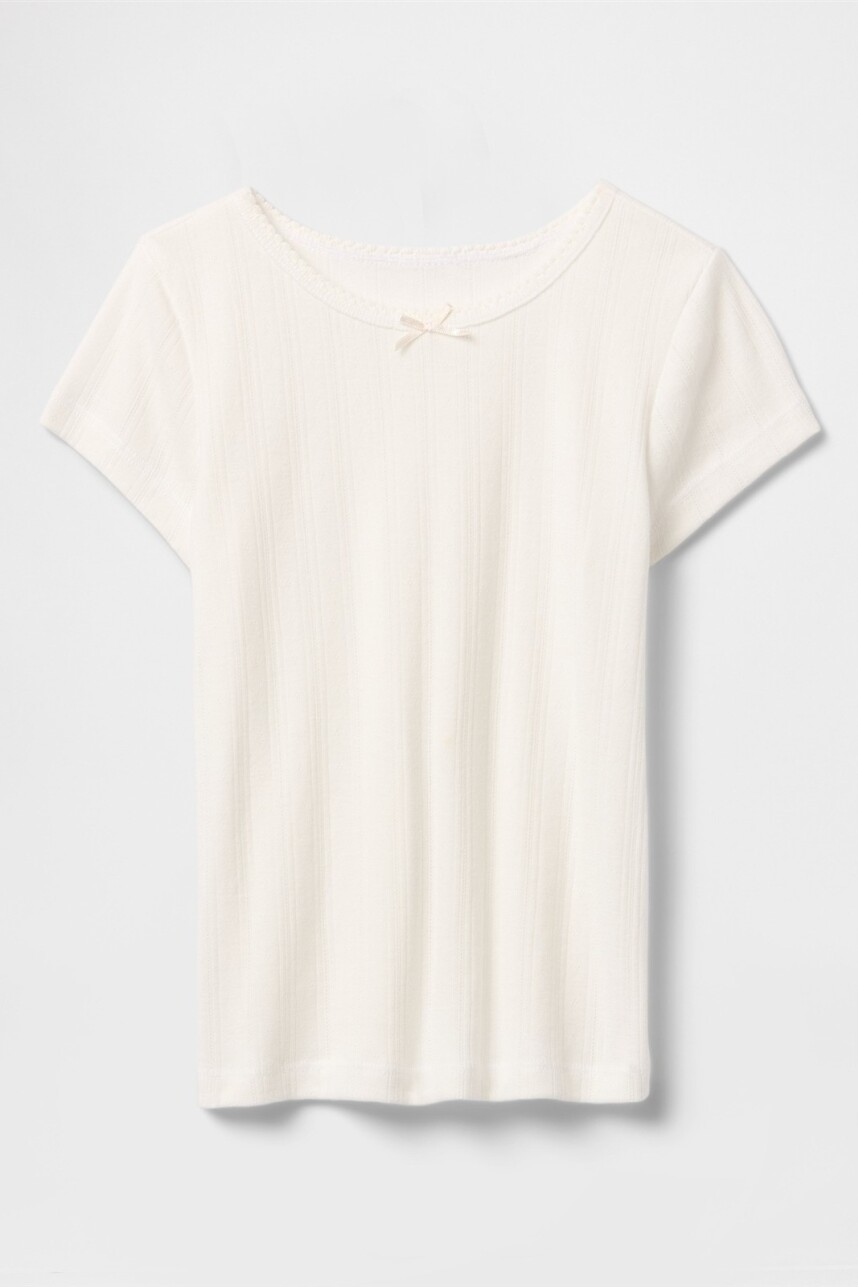 Remera Rib Toddler Niña New Off White