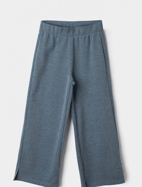 PANTALONES DE PUNTO DE PIERNA ANCHA AZUL