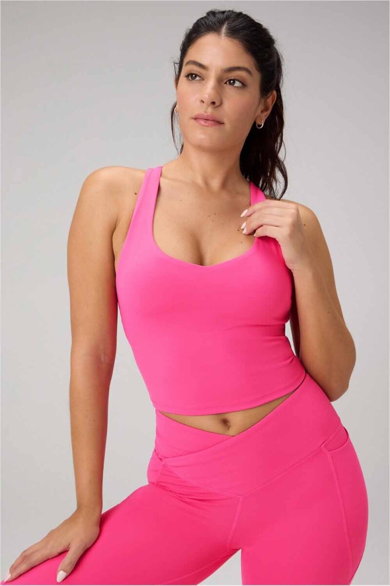 Top Anywhere Cropped Built-In Bra Mujer - Pink Crush 