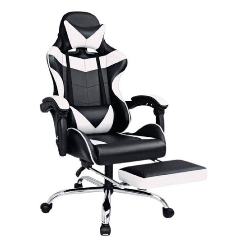 Silla Gamer Lumax Modelo ROM con Apoyapies Blanco