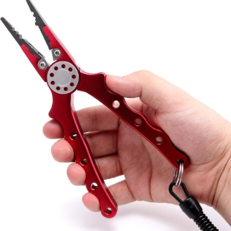 Alicate en aluminio 5 en 1 para pesca Rojo