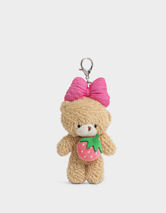Llavero Peluche Llavero Y Charm De Peluche De Oso Con Moño - Marron Camel