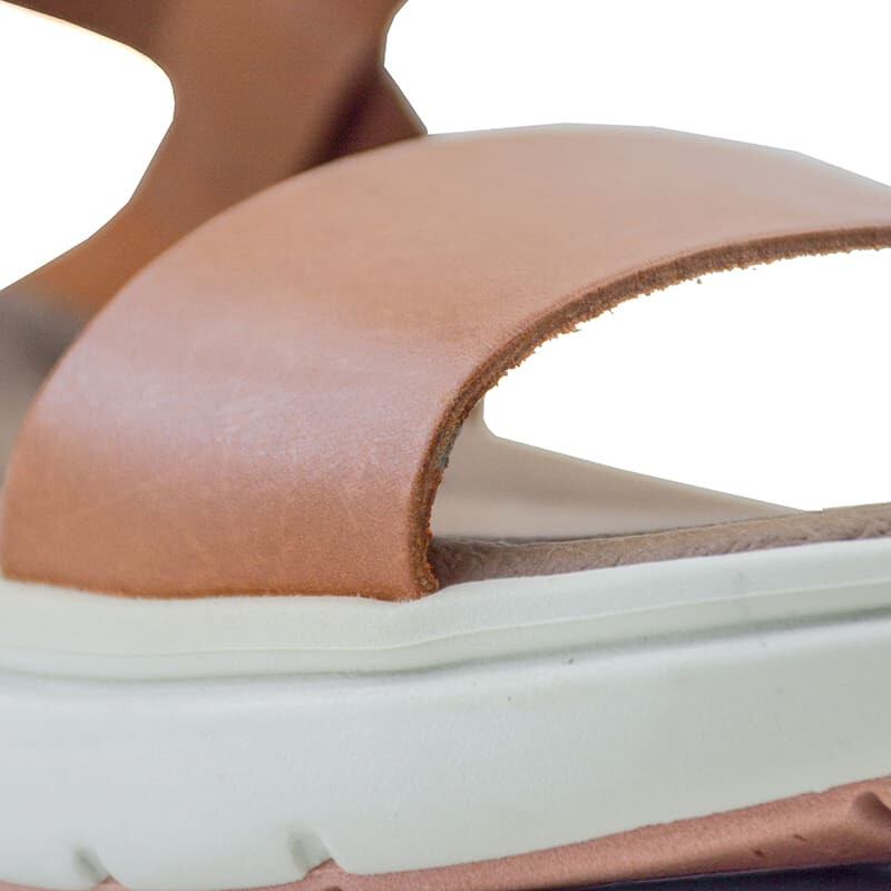 Sandalias Country Tira Ancha Con Velcro de Mujer - 24202 Marron Oscuro-naranja
