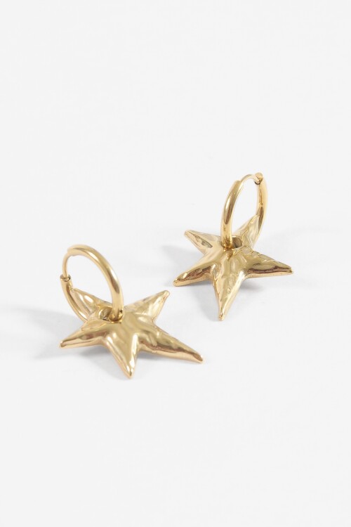 Aros estrella acero dorado
