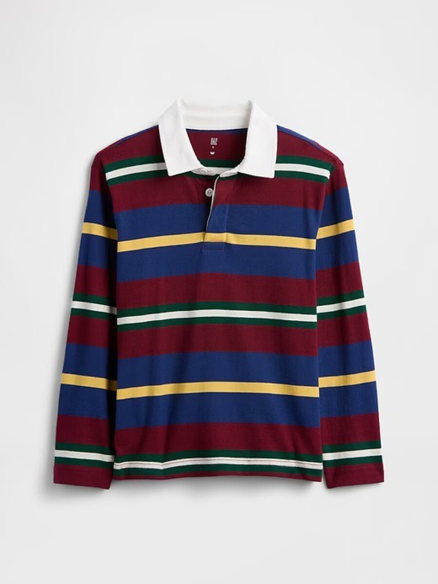 Remera Tipo Polo Rugby Niño - Multi Stripe 